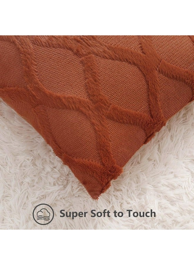 decorUhome decorUhome Throw Pillow Covers 18x18 Inch Set of 2, Soft Plush Faux Fur Wool Rust Couch Pillow Covers, Decorative Pillow Cases for Bed Sofa Living Room Home Decor - Image 2
