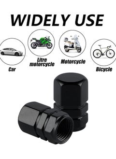 ORiTi 4-Piece Tire Stem Wheel Valve Covers Car Dustproof Tire Cap, Hexagon Shape Black  - Image 1