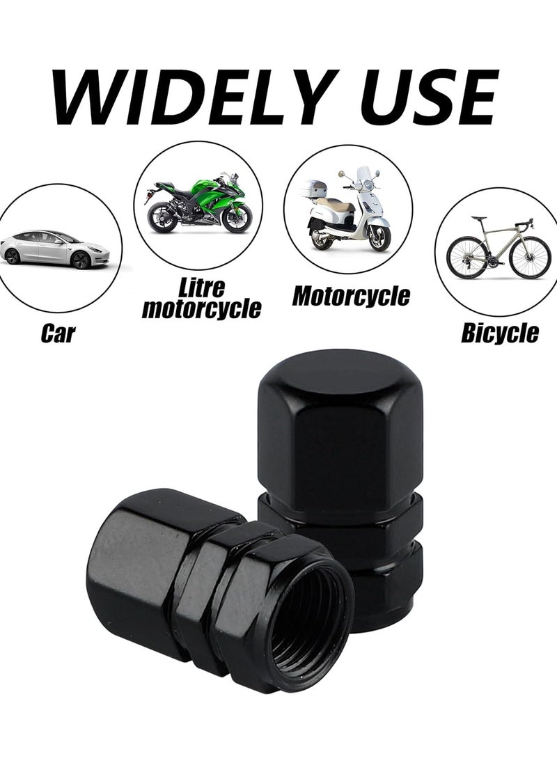 ORiTi 4-Piece Tire Stem Wheel Valve Covers Car Dustproof Tire Cap, Hexagon Shape Black  - Image 1