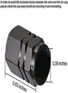 ORiTi 4-Piece Tire Stem Wheel Valve Covers Car Dustproof Tire Cap, Hexagon Shape Black  - Image 5