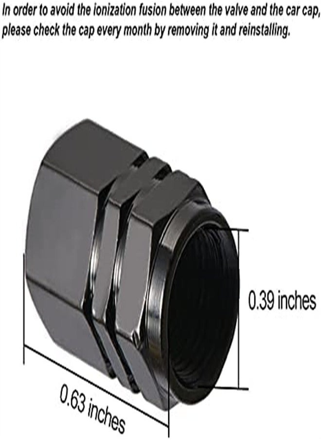 ORiTi 4-Piece Tire Stem Wheel Valve Covers Car Dustproof Tire Cap, Hexagon Shape Black  - Image 5