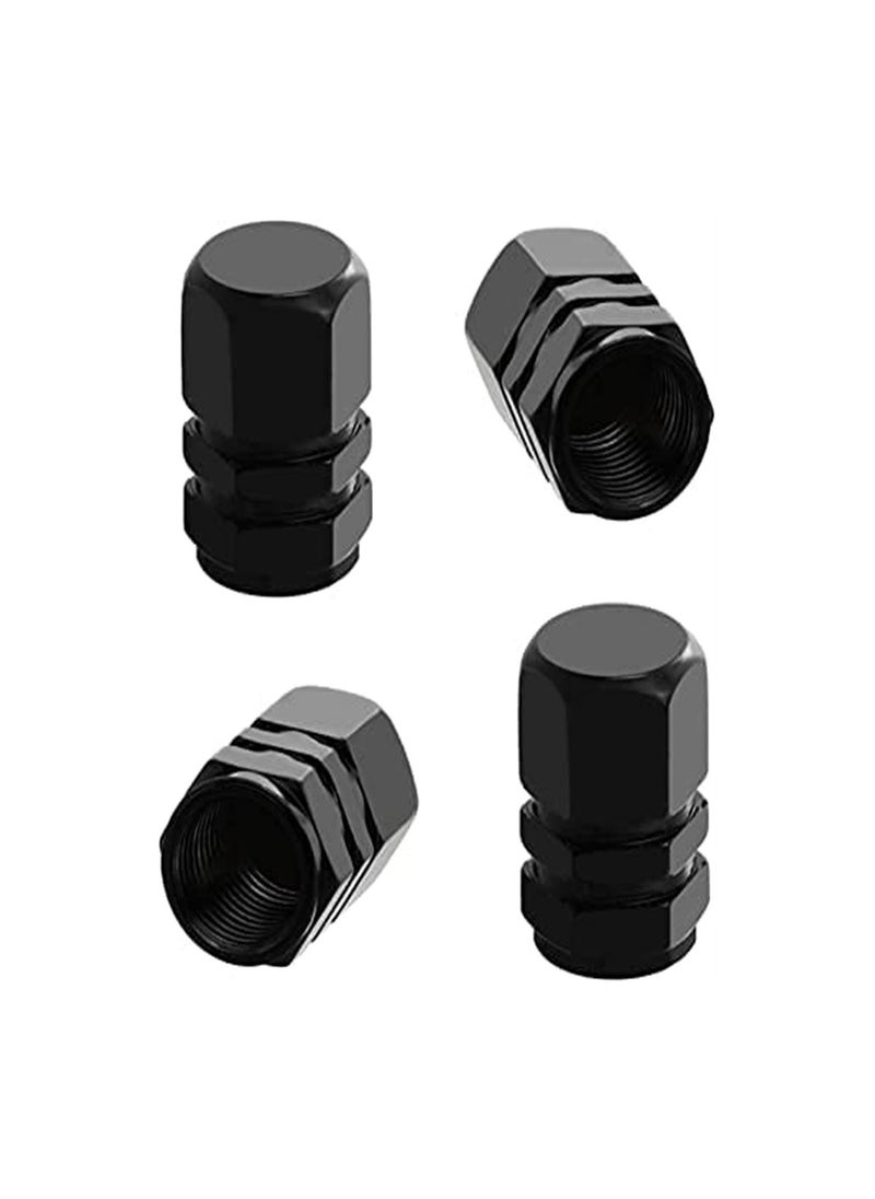 ORiTi 4-Piece Tire Stem Wheel Valve Covers Car Dustproof Tire Cap, Hexagon Shape Black  - Image 2
