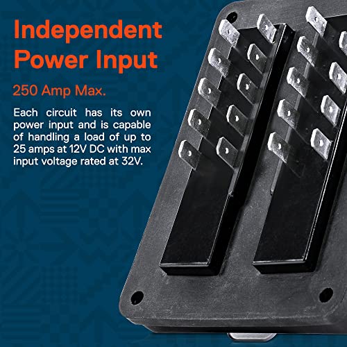 ONLINE LED STORE True Mods 10 Way Waterproof Fuse Box for Automotive [ATC/ATO Blade Fuses] [250 Amp] [Up to 25A per Socket] [LED Indicator] [12V - 32V DC] Auto Marine Fuse Block - Image 5