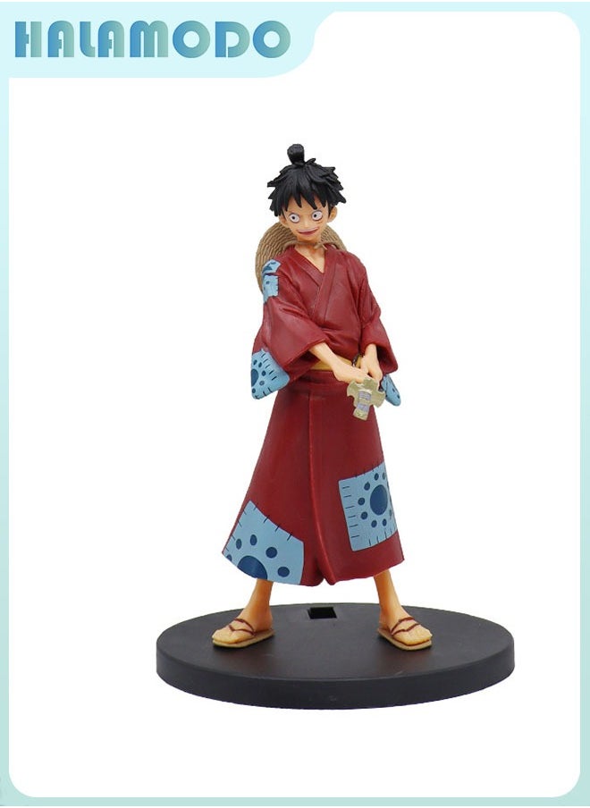 HALAMODO - One Piece Standing Samurai Costume Luffy Trendy Anime Figure Desktop & Car Decoration Gift - Image 1