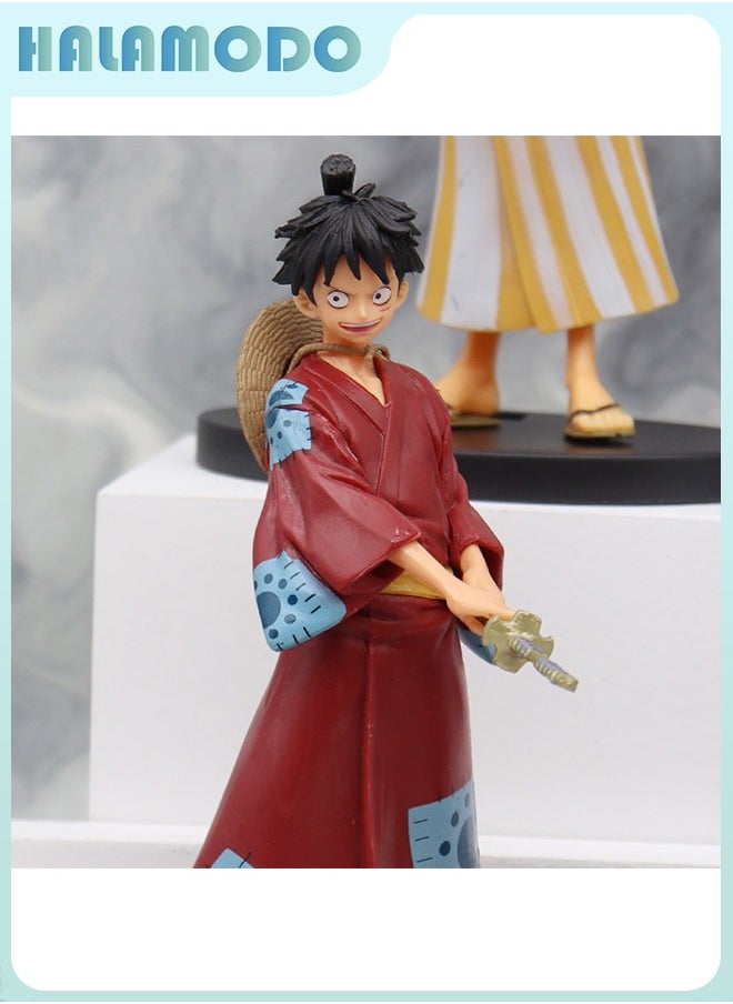 HALAMODO - One Piece Standing Samurai Costume Luffy Trendy Anime Figure Desktop & Car Decoration Gift - Image 1