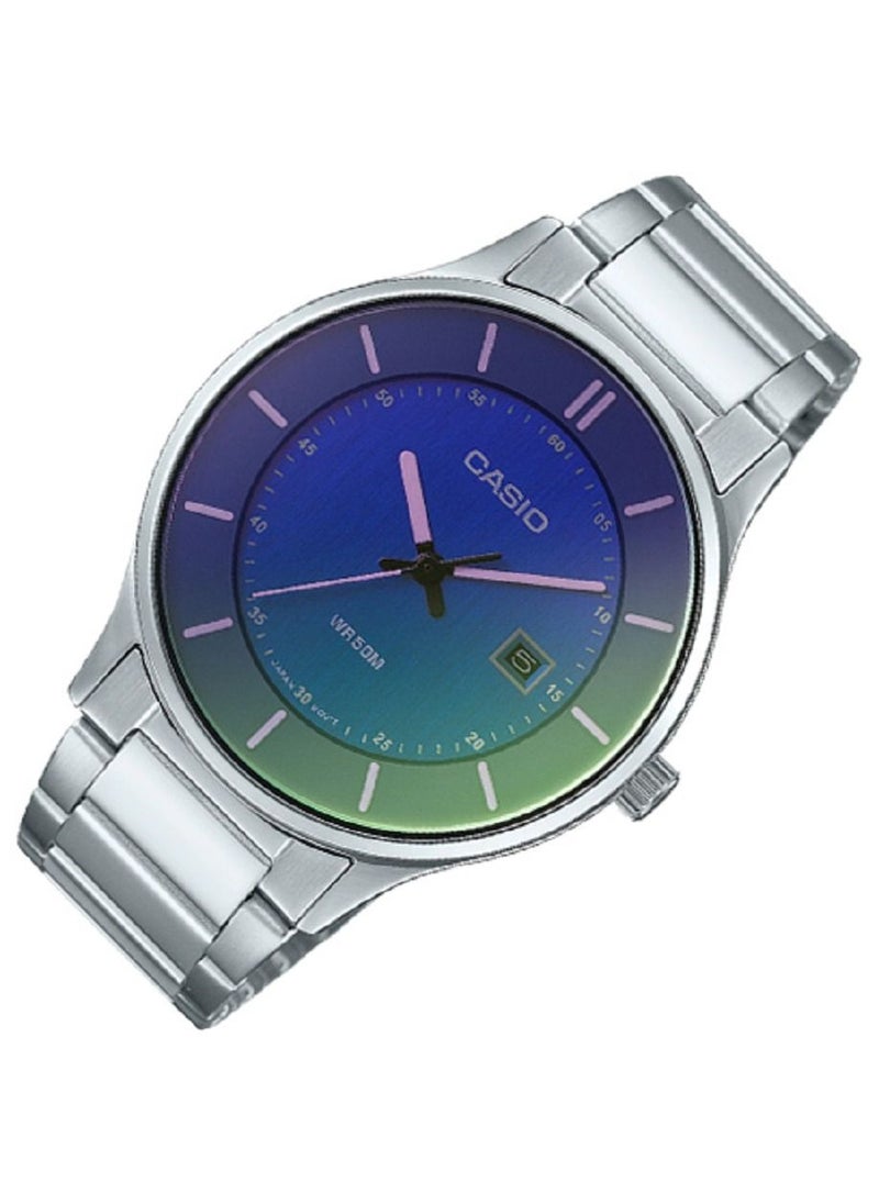 CASIO Casio Unisex Watch Analog Date Display Blue Dial  Stainless Steel Band MTP-E605D-2EVDF.  - Image 2