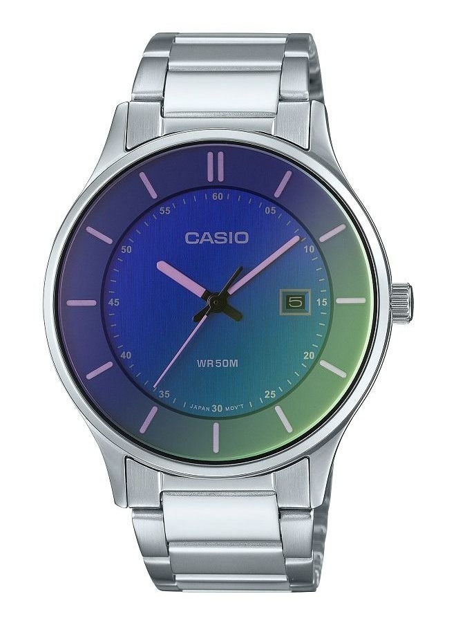 CASIO Casio Unisex Watch Analog Date Display Blue Dial  Stainless Steel Band MTP-E605D-2EVDF.  - Image 1