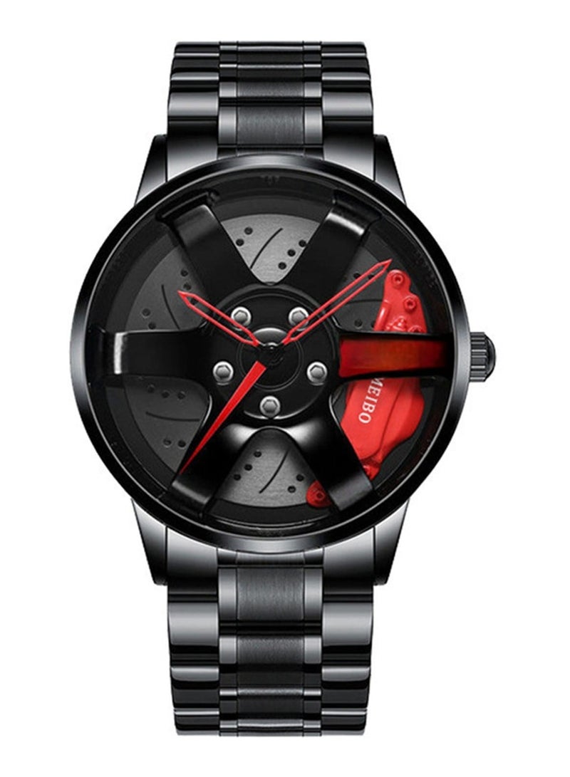 إم إي سي ساعة عجلة السيارة من الفولاذ المقاوم للصدأ، ساعة يد مقاومة للماء من الفولاذ المقاوم للصدأ كوارتز للرجال - Image 1