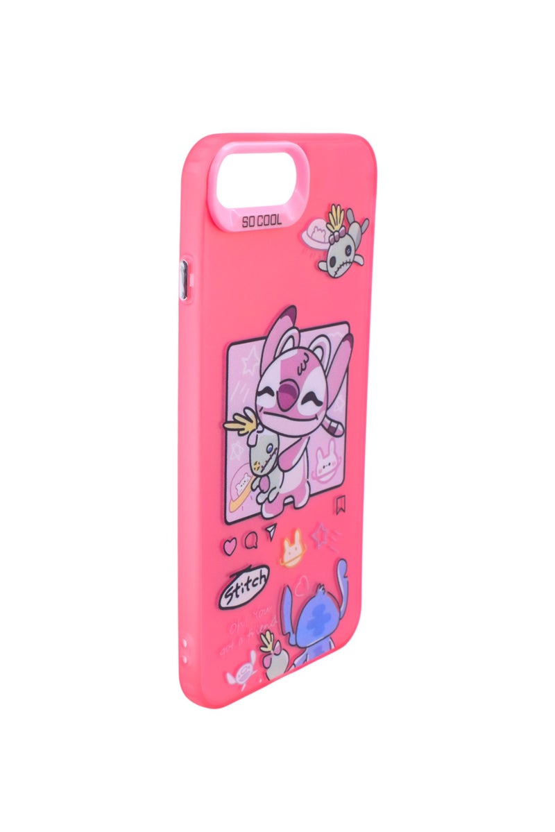 TPU Stitch Printed Back Cover Case For iPhone 7 Plus - Pink CFS897 - Image 2