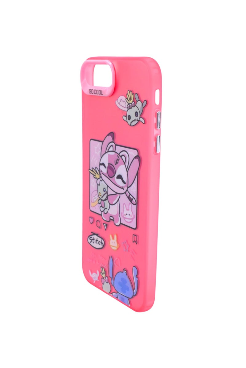 TPU Stitch Printed Back Cover Case For iPhone 7 Plus - Pink CFS897 - Image 3