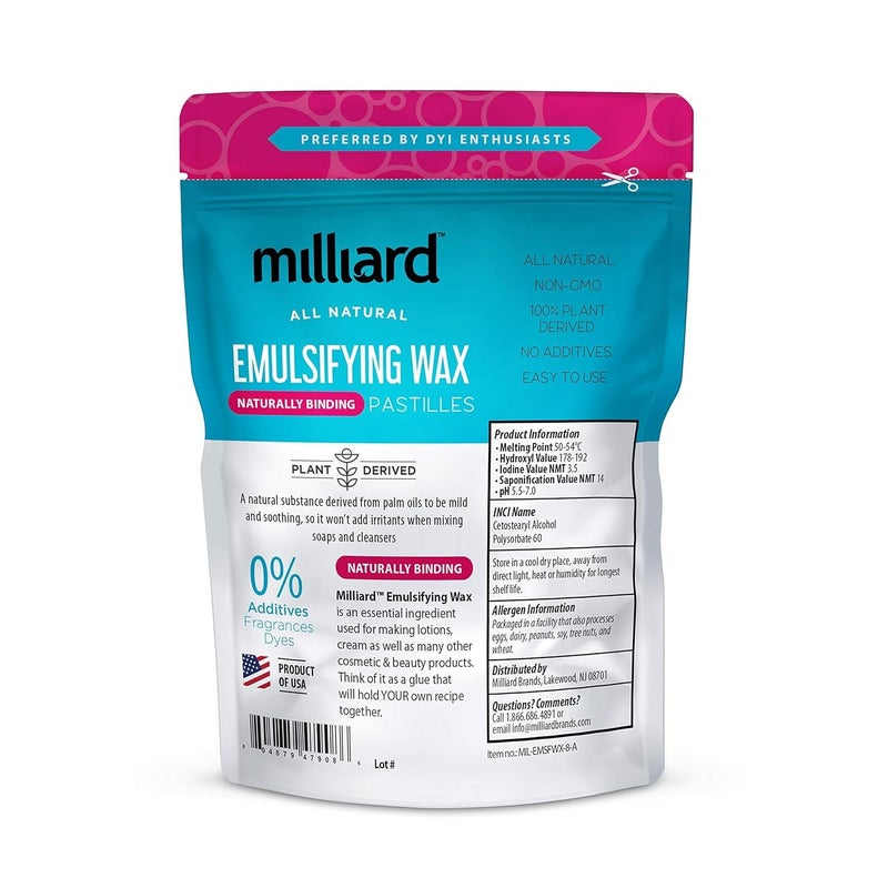Milliard Non-GMO Emulsifying Wax NF Pastilles, Perfect for DIY, Creams, Lotions, and Soaps - 100% Natural Plant Derived (8 Oz) - Image 2