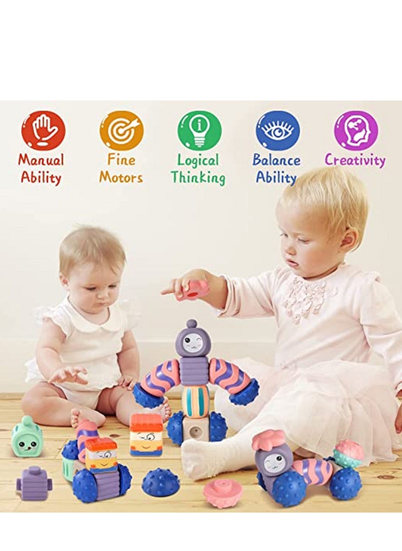 16pcs Baby Blocks Soft Building Blocks Stacking Toys Baby Sensory Bath Toys  - Image 2