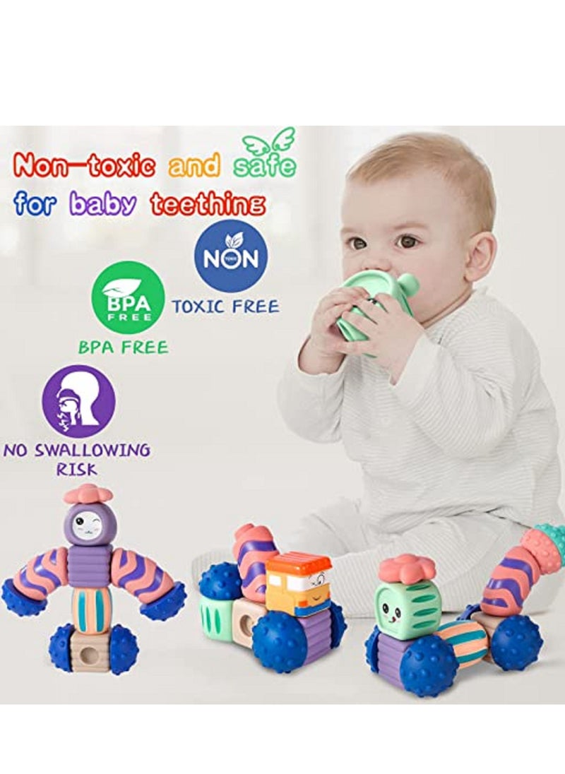 16pcs Baby Blocks Soft Building Blocks Stacking Toys Baby Sensory Bath Toys  - Image 3