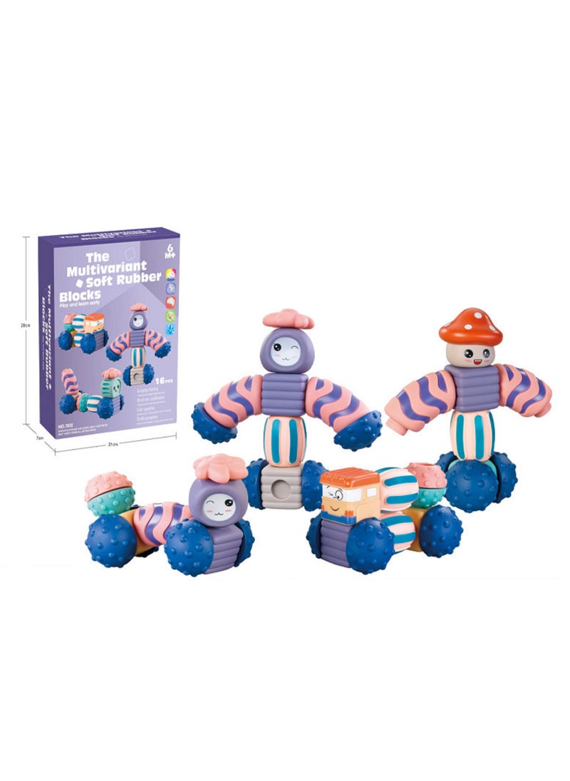 16pcs Baby Blocks Soft Building Blocks Stacking Toys Baby Sensory Bath Toys  - Image 1