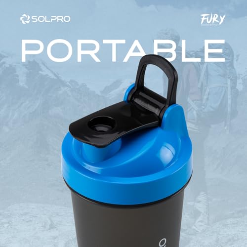 SOLPRO Polypropylene Fury Shaker Bottle | 450mL | Portable and Leak-Proof | Non-Slip Grip | Ideal for Protein Shakes, Smoothies, Pre Workout and More | BPA Free (Blue) - Image 4
