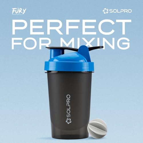 SOLPRO Polypropylene Fury Shaker Bottle | 450mL | Portable and Leak-Proof | Non-Slip Grip | Ideal for Protein Shakes, Smoothies, Pre Workout and More | BPA Free (Blue) - Image 2