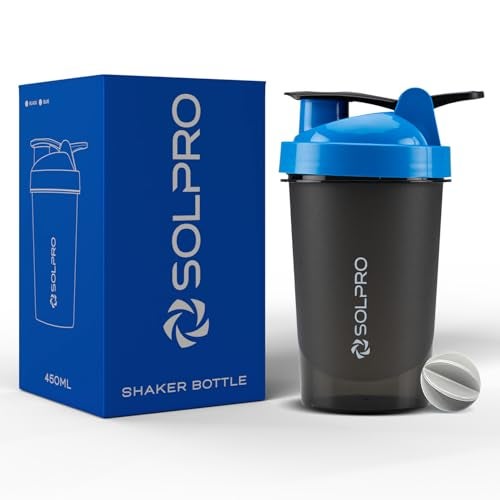 SOLPRO Polypropylene Fury Shaker Bottle | 450mL | Portable and Leak-Proof | Non-Slip Grip | Ideal for Protein Shakes, Smoothies, Pre Workout and More | BPA Free (Blue) - Image 1