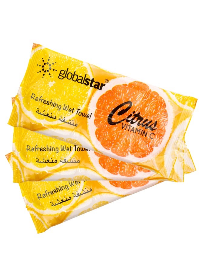 جلوبال ستار فوطة وجه مبللة منعشة بالحمضيات من جلوبال ستار (25 حبة) - Image 1