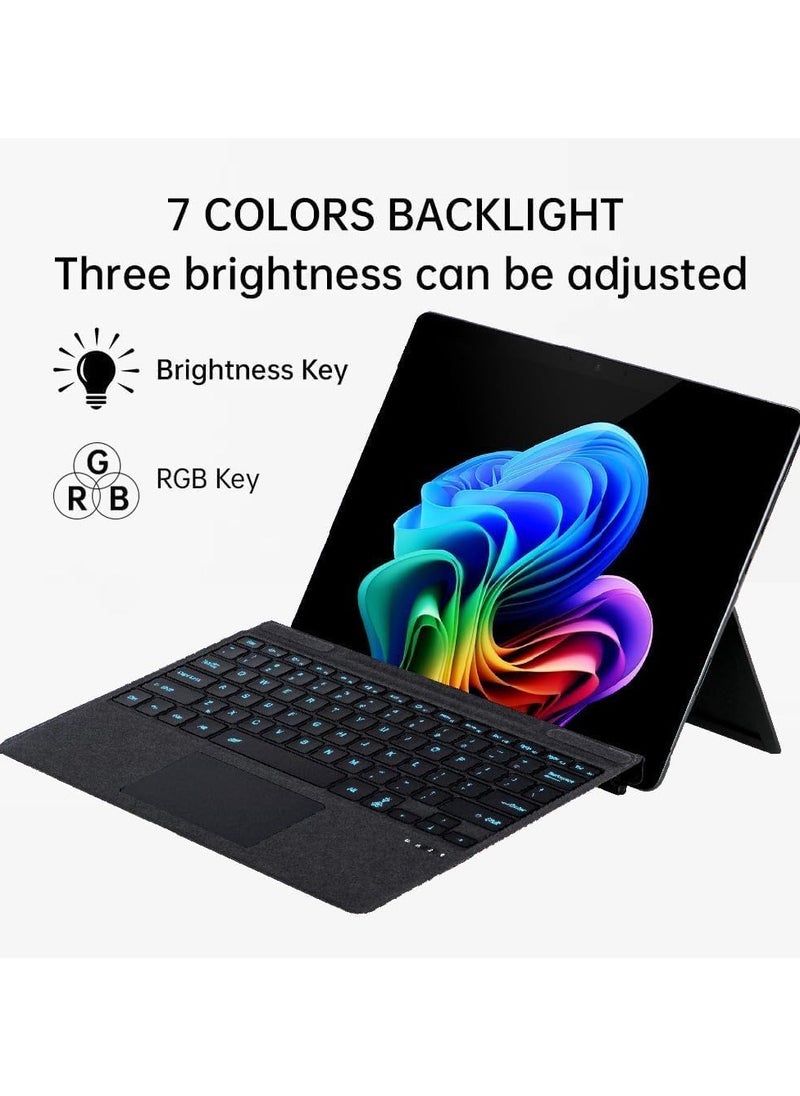 General Arabic and English Keyboard for Microsoft Surface Pro 11/X/10/9/8, 7 Colour Keycap Alphabet Backlit Bluetooth Wireless Detachable Keyboard with Magnetic Pen Slot  - Image 2