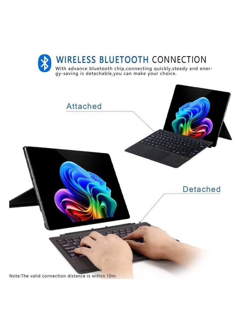 General Arabic and English Keyboard for Microsoft Surface Pro 11/X/10/9/8, 7 Colour Keycap Alphabet Backlit Bluetooth Wireless Detachable Keyboard with Magnetic Pen Slot  - Image 3