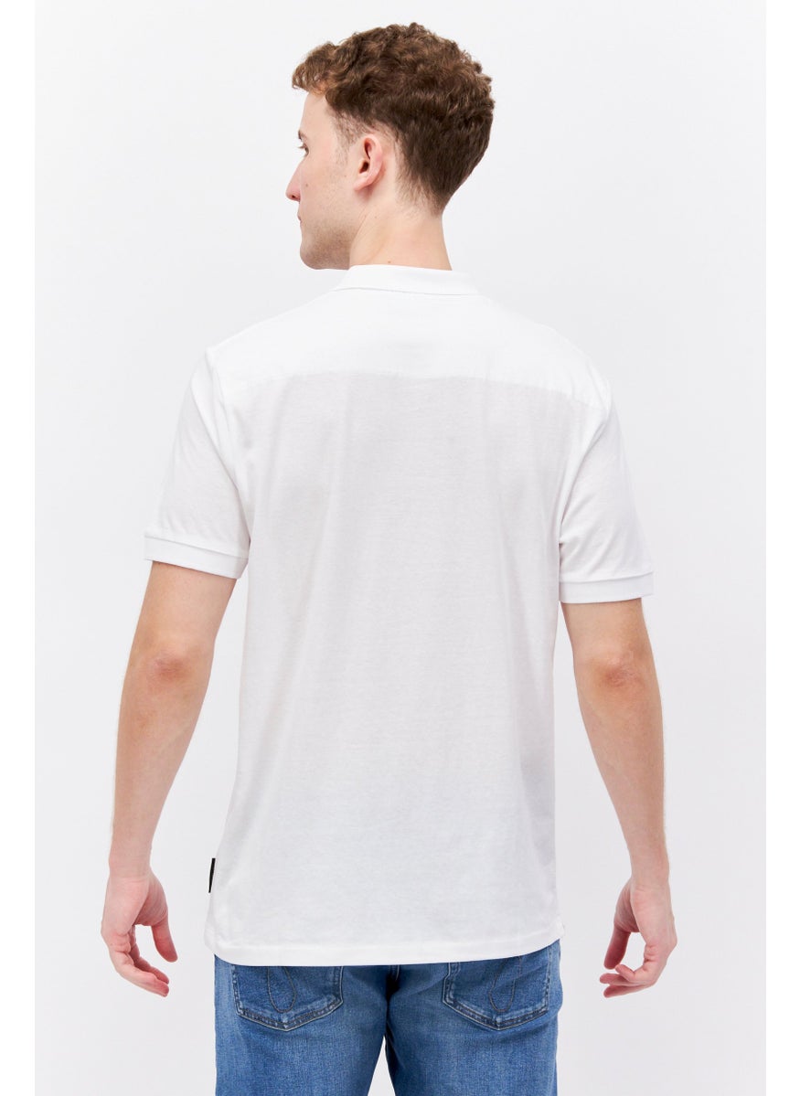French Connection Men Regular Fit Short Sleeve Brand Logo Polo Shirt, White  - Image 2