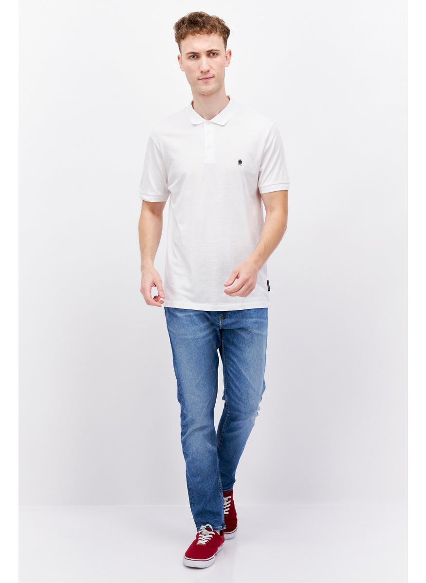 French Connection Men Regular Fit Short Sleeve Brand Logo Polo Shirt, White  - Image 4