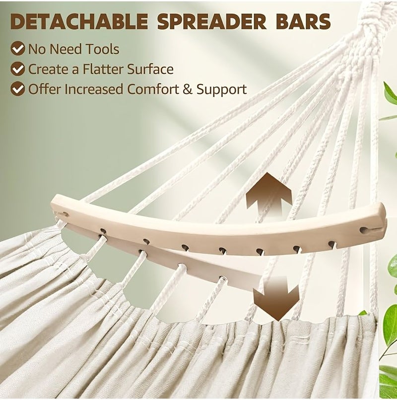Ink White Curved Stick Hammock Thickened Canvas for Adults Camping Nap Bed Portable Detachable Indoor Balcony Patio Leisure Chair - Image 2