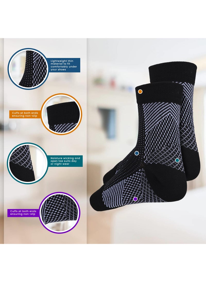 Sweet seven - Plantar Fasciitis Relief: Compression Ankle Sleeve for Men and Women - Heel Arch Support, Pain Relief, Black, S/M - Image 1