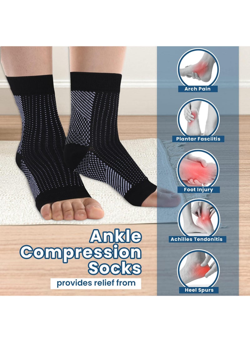 Sweet seven - Plantar Fasciitis Relief: Compression Ankle Sleeve for Men and Women - Heel Arch Support, Pain Relief, Black, S/M - Image 1