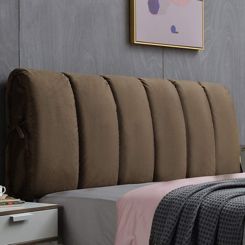 Light Luxury Bed Headboard Comfortable Corn Velvet Cotton Filling Cushion Large Backrest Anti-Collision Nordic Style Decoration Bed Head Dustproof Protector Slip Blue-120×50cm (Brown 180×60cm) - Image 1