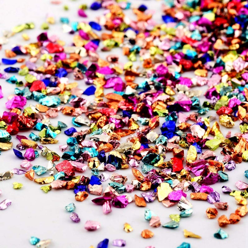 Crushed Glass Irregular Metallic Chips Sprinkles Chunky Glitter Multicolor 100g 24mm for Nail Arts Craft DIY Vase Filler Epoxy Resin Mold Scrapbooking Jewelry Making Decoration Multicolor 24mm