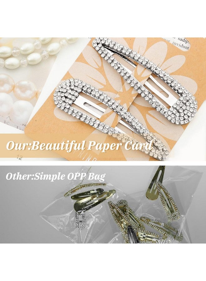 KANPRINCESS 2Pcs 2.4Inch Rhinestone Hair Clipssnap Hair Clipssilver Hair Clipsrhinestone Hair Accessories Hair Barrettes For Women Girls Bridalweddingpartyprom(Silver) - Image 4