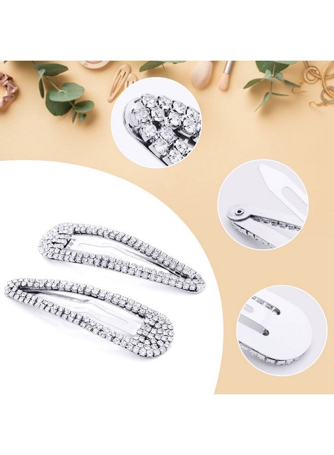 KANPRINCESS 2Pcs 2.4Inch Rhinestone Hair Clipssnap Hair Clipssilver Hair Clipsrhinestone Hair Accessories Hair Barrettes For Women Girls Bridalweddingpartyprom(Silver) - Image 5