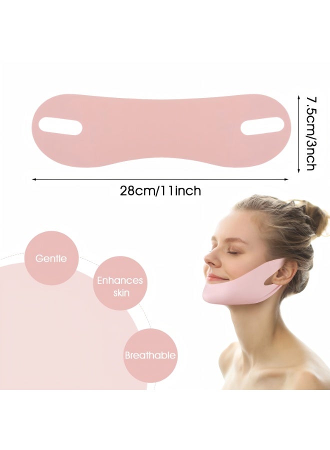 Reusable V Line Face Lifting Chin Strap Pink Thinp Double Chin Reducer Skin Tightening Prevent Sagging Face Lift Mask - Image 2