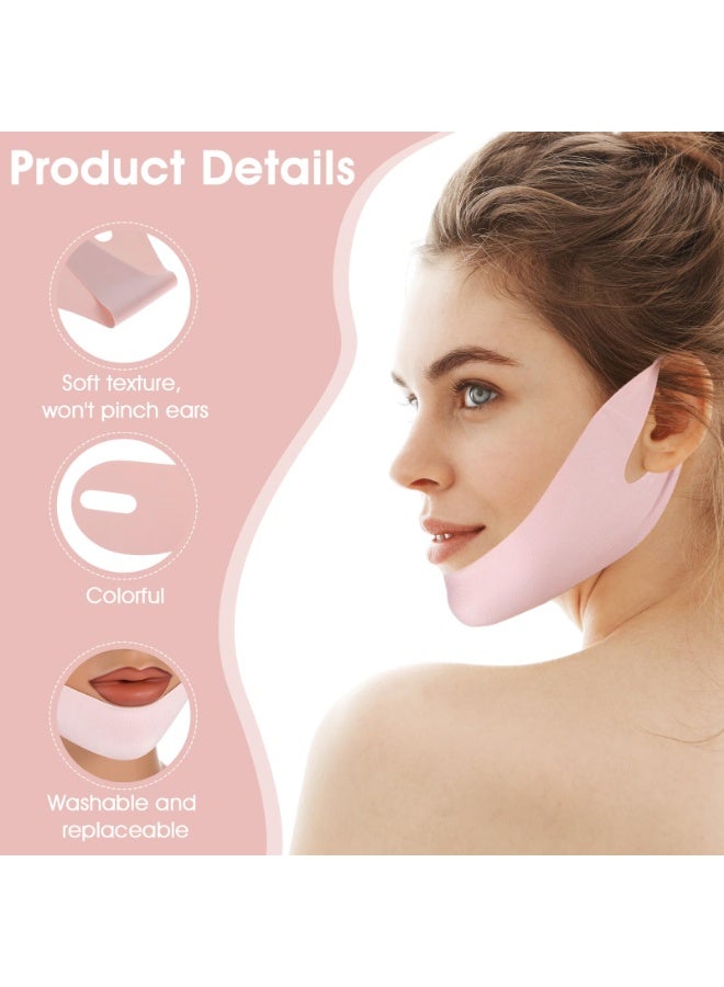 Reusable V Line Face Lifting Chin Strap Pink Thinp Double Chin Reducer Skin Tightening Prevent Sagging Face Lift Mask - Image 3