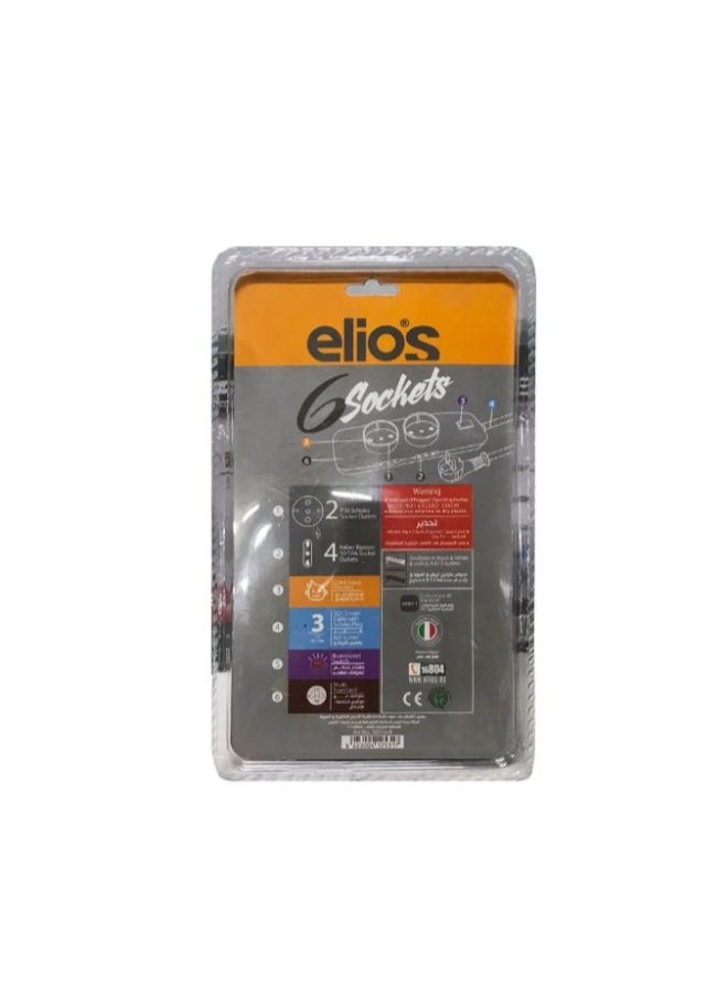 Elios Elios Extension Socket, Black- Basic 6 Sockets  - Image 3