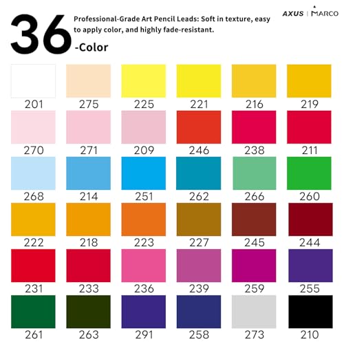 AXUS MARCO Oil-based Colored Pencils Set for Adult Professional Coloring 3.7mm Thick Core Unbreakable Great Color Rendering Iron Box Packed For Artists & Art Lovers (Renoir 3100 Series-36 Colors) - Image 3
