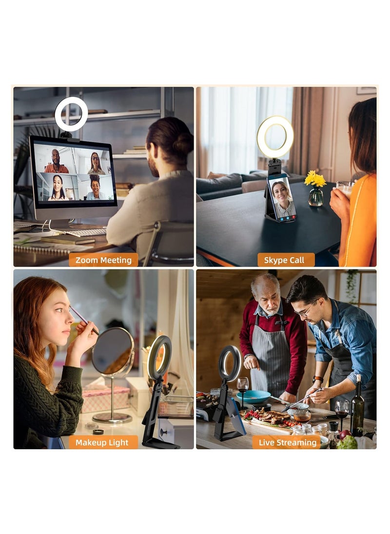 Generic - Desk Ring Light with Stand, LED Ring Light for Laptop Monitor, Video Conference Lighting, Zoom Meeting Light for Video Calls Selfie Makeup PC Webcam, Phone Holder with Continuous Output Lighting - Image 1