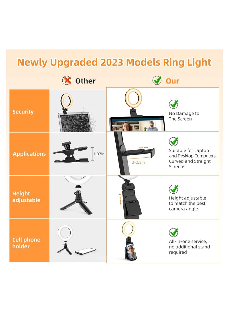 Generic - Desk Ring Light with Stand, LED Ring Light for Laptop Monitor, Video Conference Lighting, Zoom Meeting Light for Video Calls Selfie Makeup PC Webcam, Phone Holder with Continuous Output Lighting - Image 1