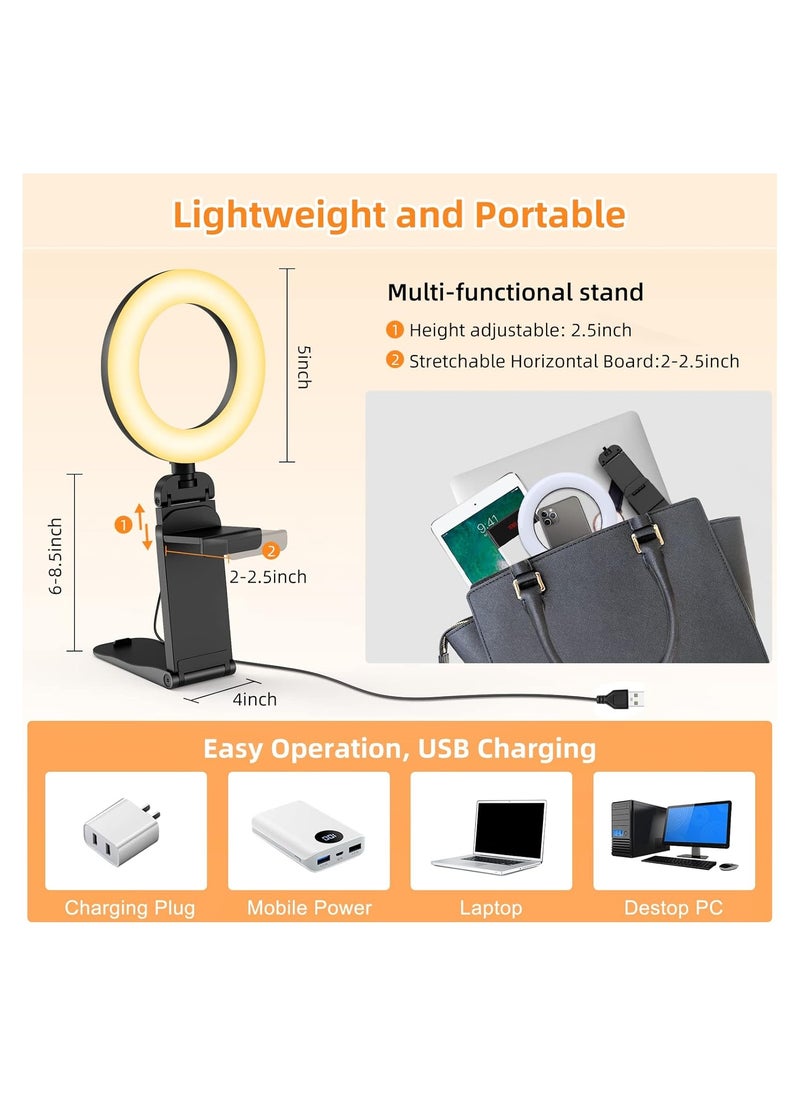 Generic - Desk Ring Light with Stand, LED Ring Light for Laptop Monitor, Video Conference Lighting, Zoom Meeting Light for Video Calls Selfie Makeup PC Webcam, Phone Holder with Continuous Output Lighting - Image 1