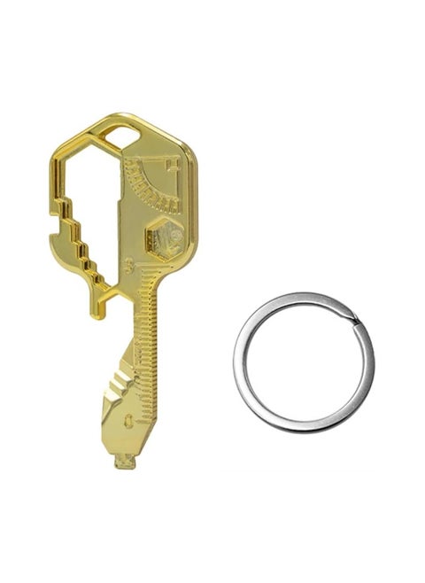 Multifunction Tool, Keychain Multitool, 24 in 1 Key Tool, Portable Key Shaped Pocket Tools, Hand Tools Repair Gadgets Ruler, Bottle Opener, Drill Drive, Screwdriver, Hex Wrench (Gold)