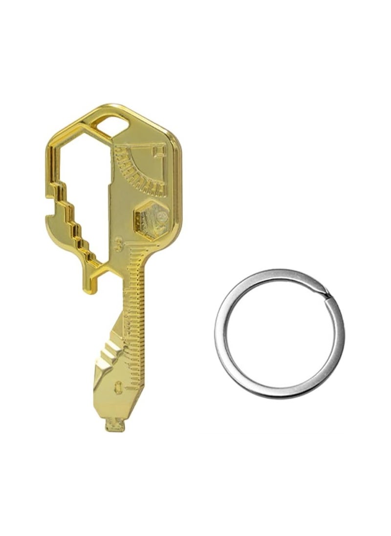 Bukela - Multifunction Tool, Keychain Multitool, 24 in 1 Key Tool, Portable Key Shaped Pocket Tools, Hand Tools Repair Gadgets Ruler, Bottle Opener, Drill Drive, Screwdriver, Hex Wrench (Gold) - Image 1