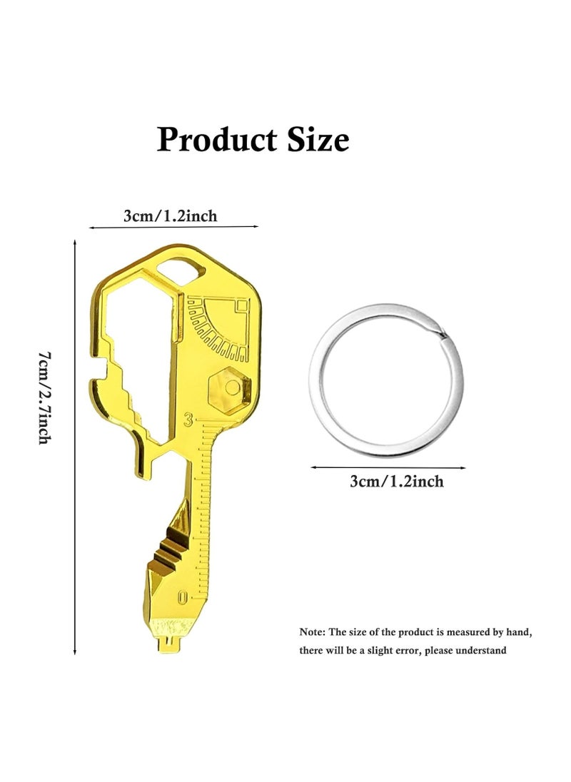 Bukela - Multifunction Tool, Keychain Multitool, 24 in 1 Key Tool, Portable Key Shaped Pocket Tools, Hand Tools Repair Gadgets Ruler, Bottle Opener, Drill Drive, Screwdriver, Hex Wrench (Gold) - Image 1