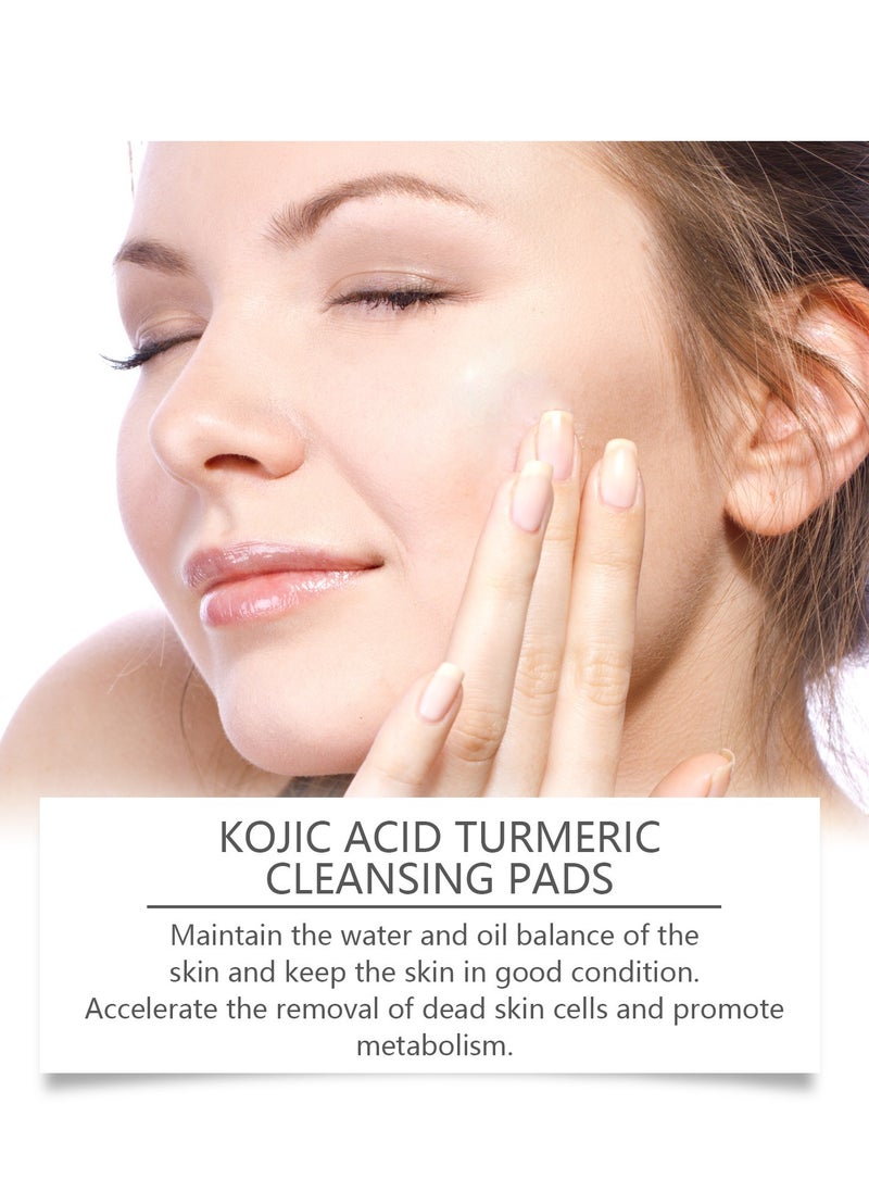 EELHOE 40Pcs Kojic Acid and Turmeric Cleansing Pads, Turmeric Cleansing Pads Exfoliating Cleansing Facial Treatment  - Image 5