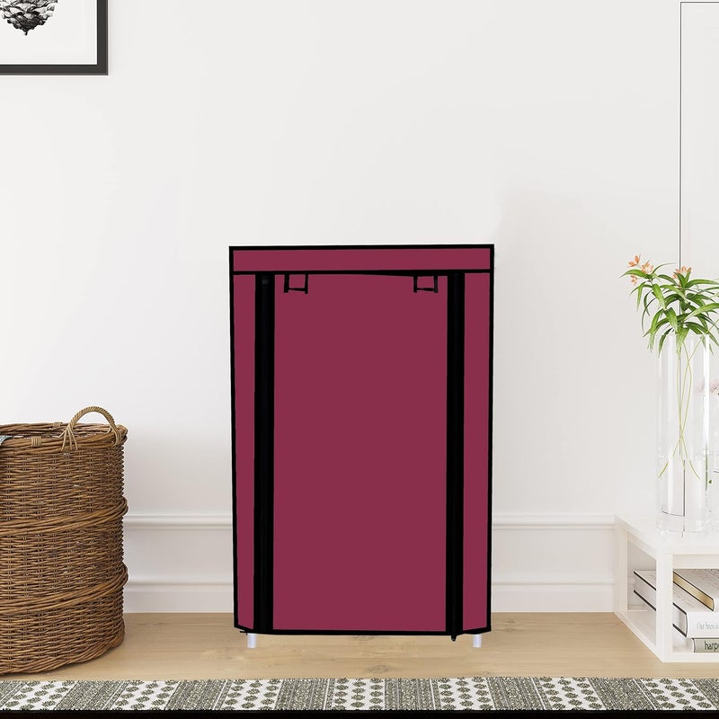 PHILOSHOP Multipurpose Foldable 4 Layer Shoe Rack for Home Improvement Furniture Chappal Stand Adjustable Shelf Wadrobe Storage Clothes Maroon - Image 2