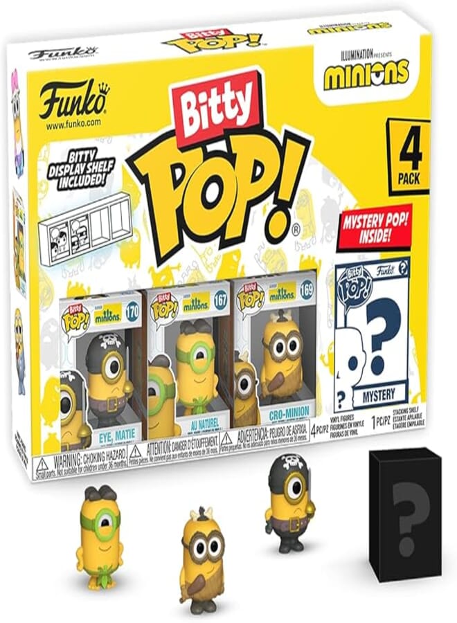 Funko Bitty POP! Minions and A Surprise Mystery Mini Figure - 0.9 Inch (2.2 Cm) - Despicable Me: Minions Collectable - Stackable Display Shelf Included - Gift Idea - Party Bags Stocking
