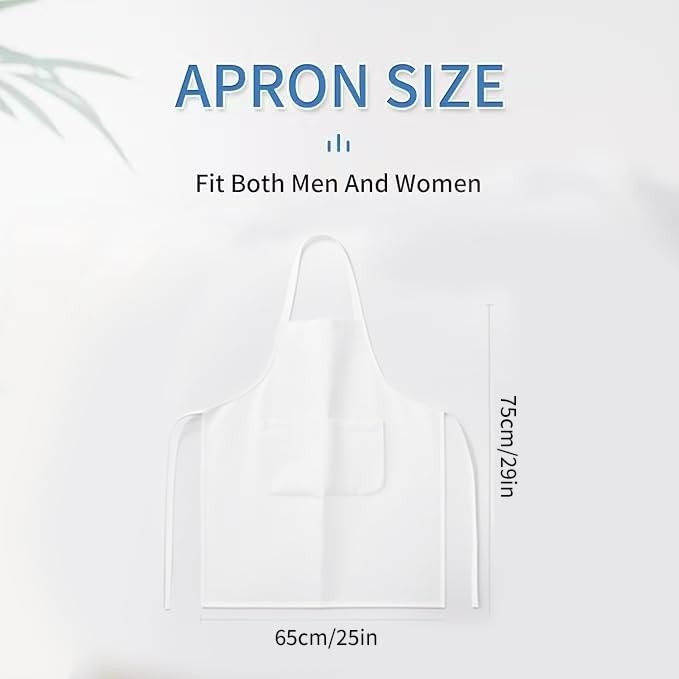 Nymmoata 2 Pack White Bib Aprons Unisex Apron Bulk with Extra Long Ties Women Men Apron with Pockets Chef Aprons for Kitchen Painting Cooking Grill BBQ - Image 3