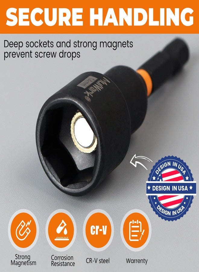 MulWark Magnetic Nut Driver Set 16 pcs Impact Driver Bit Set - Deep 1/4” Hex Shank Drill Bit Set - Impact Socket Adapters - Bit Extension Quick Change Torx Bit Set - Image 5