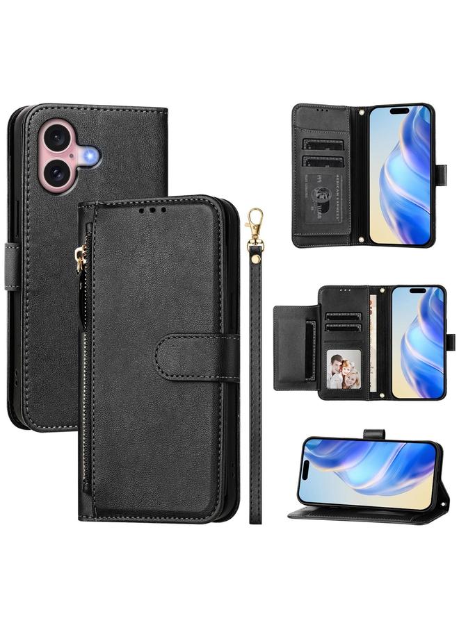 S-TOP Case For iPhone 16 Multi-Card Slots Zipper Wallet Leather Phone Case - Image 1