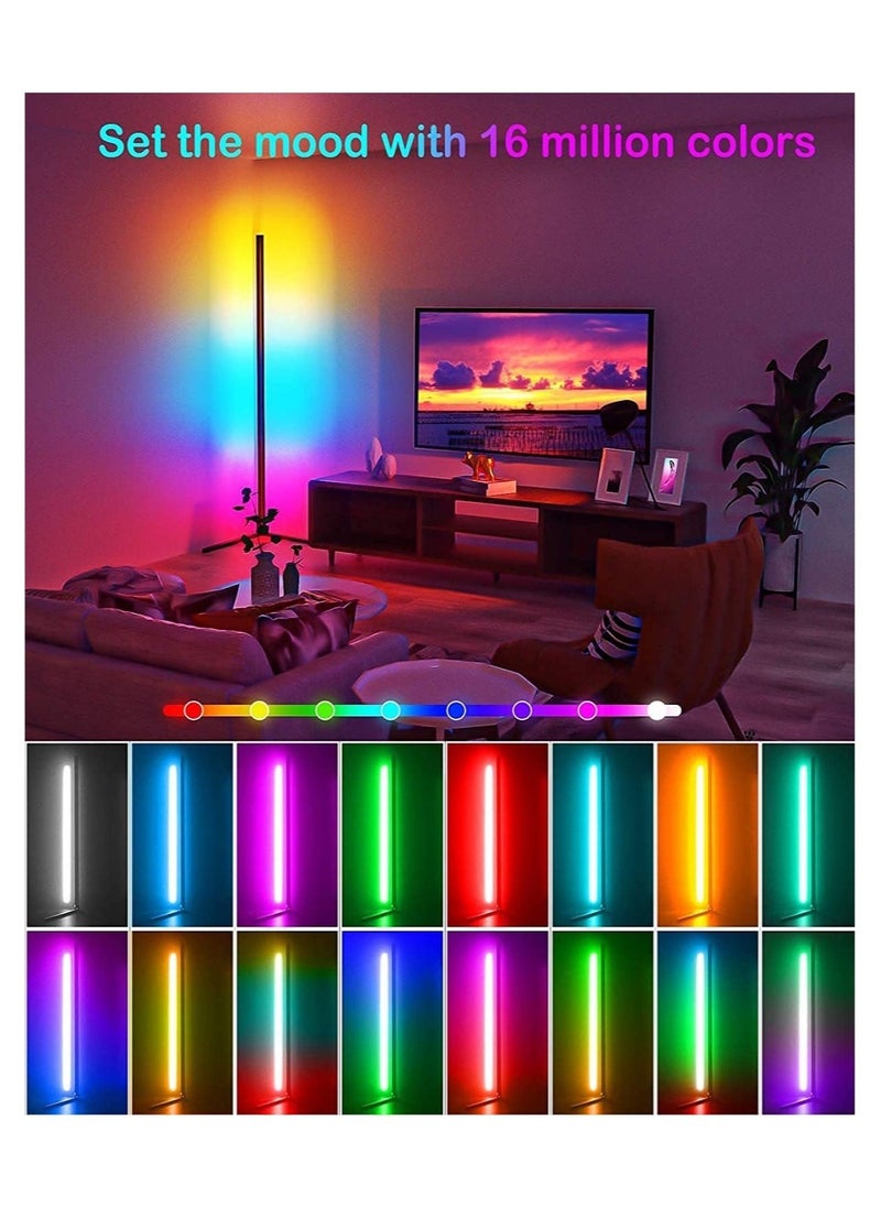 ELTRAZONE - RGB Color Changing Corner Lamp, Smart LED Floor Lamp Controlled by APP And Remote with Reactive Music Mode and DIY Mode, Dimmable LED Modern Floor Lamp 125cm Metal Standing Lamp - Image 1